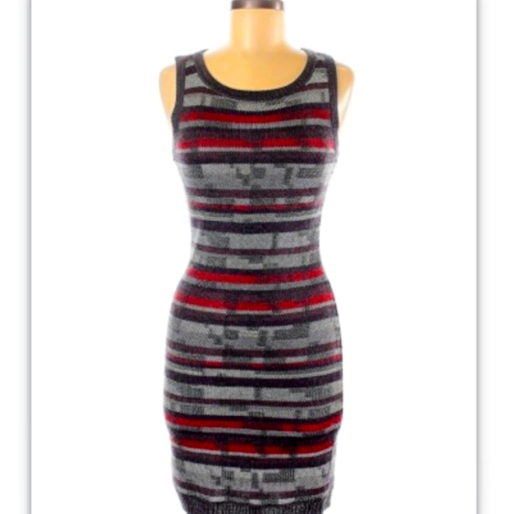 Rachel Roy Bodycon Sweater Dress sz. S Burgundy & Black